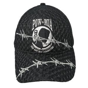 Pow Mia Strapback Baseball Cap Black One Size Adjustable Embroidered 6 Panel